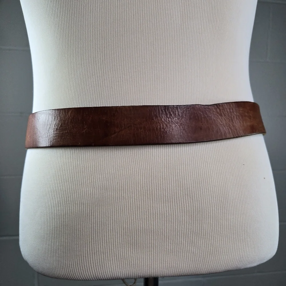 Vtg y2k fossil brown leather grunge mens belt